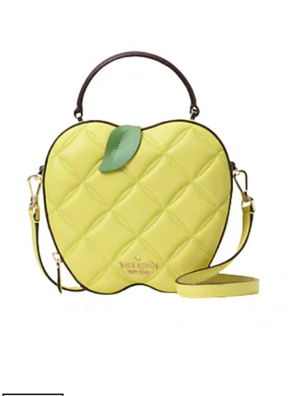 kate spade Green Quilted Honeycrisp Apple Crossbody with Green Leaf Accent